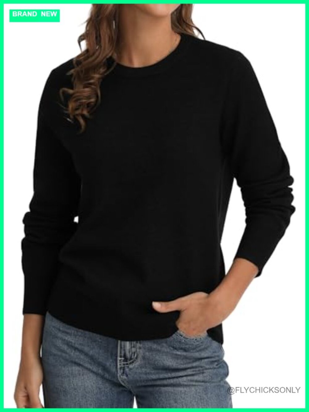 Womens Soft Lightweight Knitted Crew Neck Pullover Sweater Fall